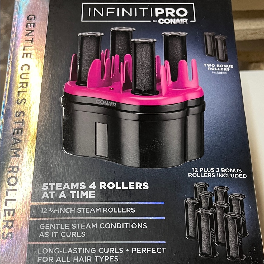 InfinitiPro Pink and Black Steam Rollers Machine & Rollers included